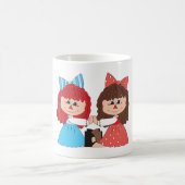 Schattigee Rag Doll Vrienden Meisjes met Bogen en  Koffiemok (Center)