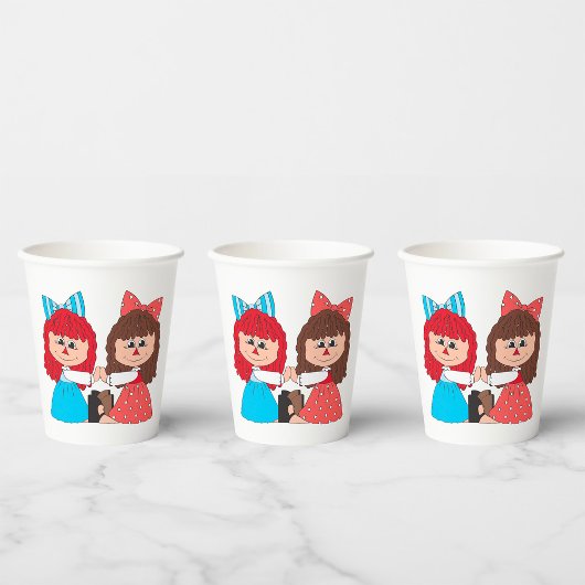 Schattigee Rag Doll Vrienden Meisjes met Bogen en  Papieren Bekers