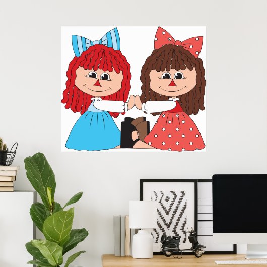 Schattigee Rag Doll Vrienden Meisjes met Bogen en  Poster (Thuiskantoor)