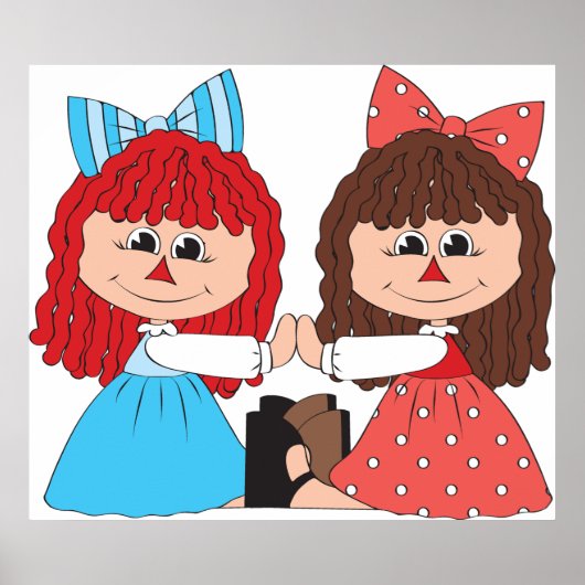 Schattigee Rag Doll Vrienden Meisjes met Bogen en  Poster (Voorkant)