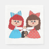 Schattigee Rag Doll Vrienden Meisjes met Bogen en  Servet (Voorkant)