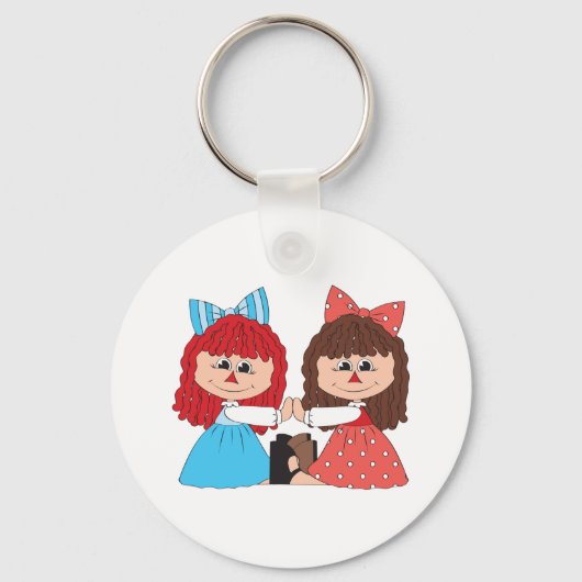 Schattigee Rag Doll Vrienden Meisjes met Bogen en  Sleutelhanger (Voorkant)