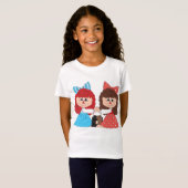 Schattigee Rag Doll Vrienden Meisjes met Bogen en  T-shirt (Voorkant volledig)