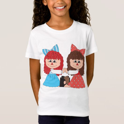 Schattigee Rag Doll Vrienden Meisjes met Bogen en  T-shirt (Voorkant)