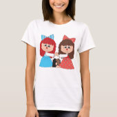 Schattigee Rag Doll Vrienden Meisjes met Bogen en T-shirt (Voorkant)