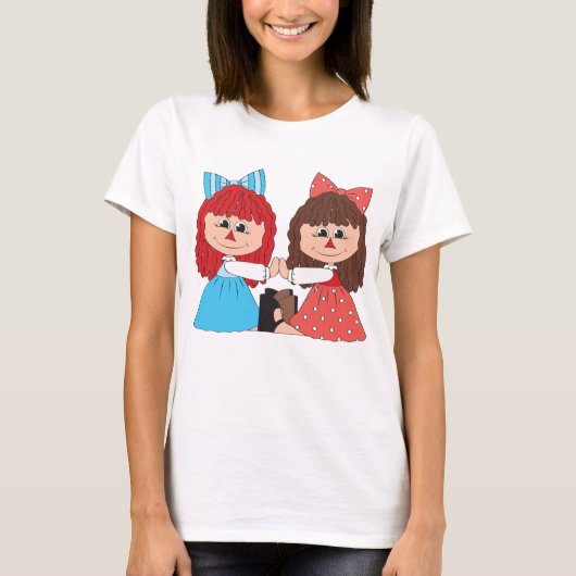 Schattigee Rag Doll Vrienden Meisjes met Bogen en T-shirt (Voorkant)