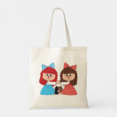 Schattigee Rag Doll Vrienden Meisjes met Bogen en  Tote Bag (Achterkant)