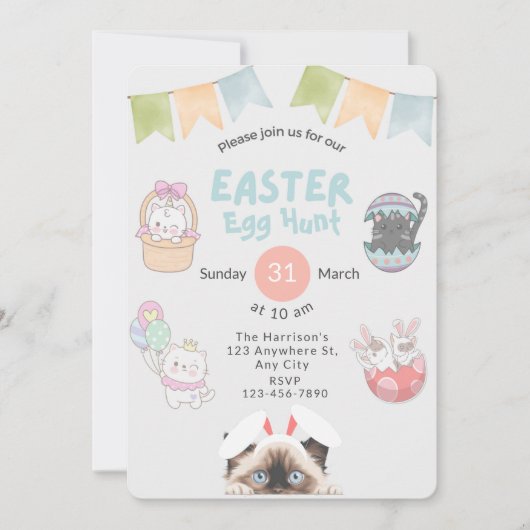  Schattigee Ragdoll Cat Bunny Easter Kaart (Voorkant)