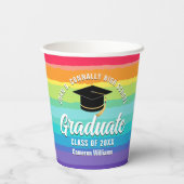 Schattigee Rainbow Afstuderen LGBTQ Graduation Par Papieren Bekers (Achterkant)