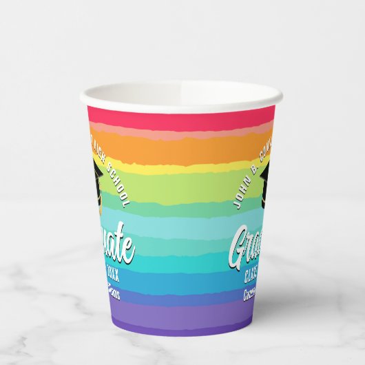 Schattigee Rainbow Afstuderen LGBTQ Graduation Par Papieren Bekers (Links)
