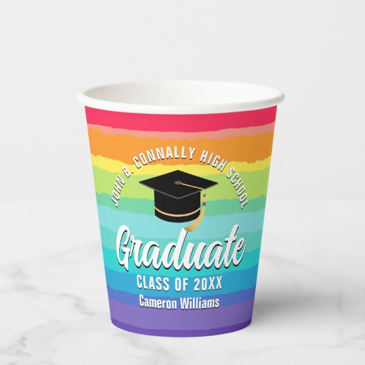 Schattigee Rainbow Afstuderen LGBTQ Graduation Par Papieren Bekers (Voorkant)