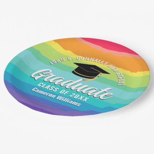 Schattigee Rainbow Afstuderen LGBTQ Graduation Par Papieren Bordje (Gekanteld)