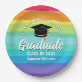 Schattigee Rainbow Afstuderen LGBTQ Graduation Par Papieren Bordje (Voorkant)