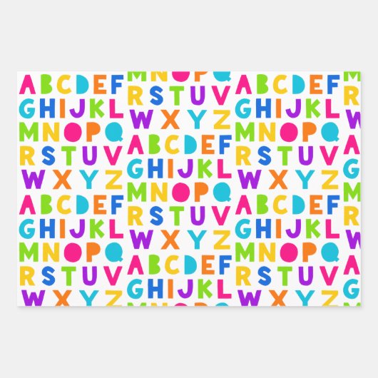 Schattigee Rainbow Alphabet Wrapping Sheets Inpakpapier Vel (Voorkant 2)