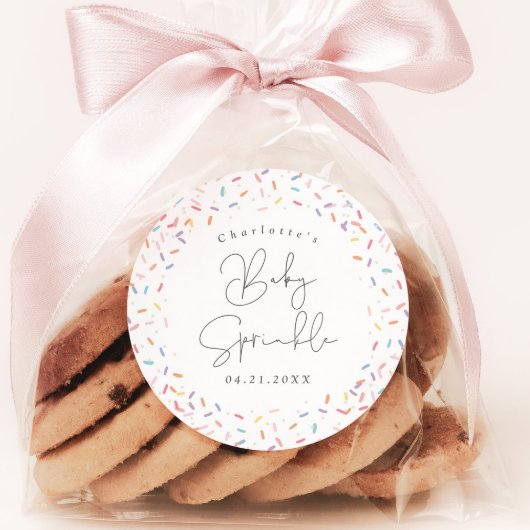 Schattigee Rainbow Baby Sprinkle Shower Favoriete Ronde Sticker