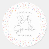 Schattigee Rainbow Baby Sprinkle Shower Favoriete Ronde Sticker (Voorkant)