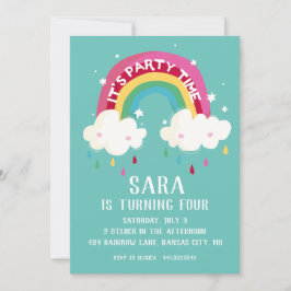 Schattigee Rainbow Birthday Invitation Kaart