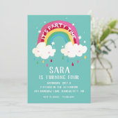 Schattigee Rainbow Birthday Invitation Kaart (Staand voorkant)