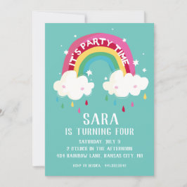 Schattigee Rainbow Birthday Invitation Kaart