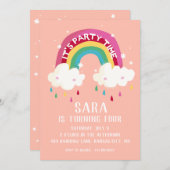 Schattigee Rainbow Birthday Invitation Kaart (Voorkant / Achterkant)