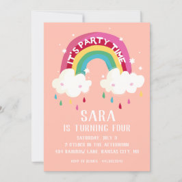 Schattigee Rainbow Birthday Invitation Kaart