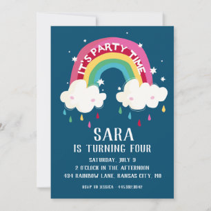 Schattigee Rainbow Birthday Invitation Kaart