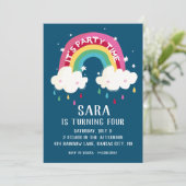 Schattigee Rainbow Birthday Invitation Kaart (Staand voorkant)