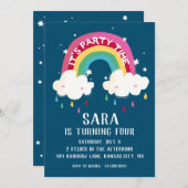 Schattigee Rainbow Birthday Invitation Kaart (Voorkant / Achterkant)