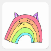 Schattigee Rainbow Cat op een 3x4 sticker. Vierkante Sticker (Voorkant)
