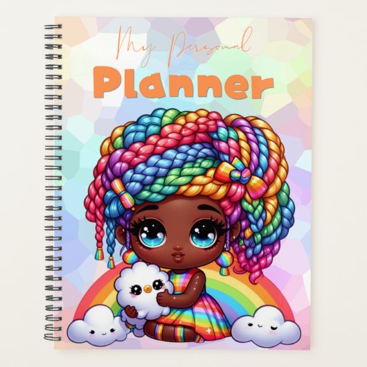 Schattigee Rainbow Chibi Girl "Mijn persoonlijke p Planner (Voorkant)