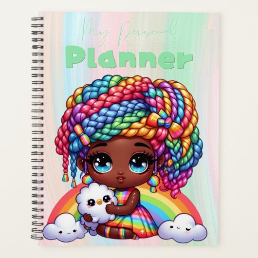 Schattigee Rainbow Chibi Girl "Mijn persoonlijke p Planner (Voorkant)