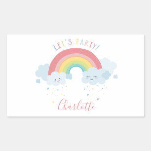 SCHATTIGEE RAINBOW CLOUDS kawaii feestpastel kleur Rechthoekige Sticker
