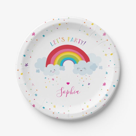 SCHATTIGEE RAINBOW CLOUDS kinder felle kleuren afb Papieren Bordje (Voorkant)