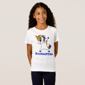 Schattigee Rainbow Dabbing Unicorn gepersonaliseer T-shirt (Voorkant volledig)