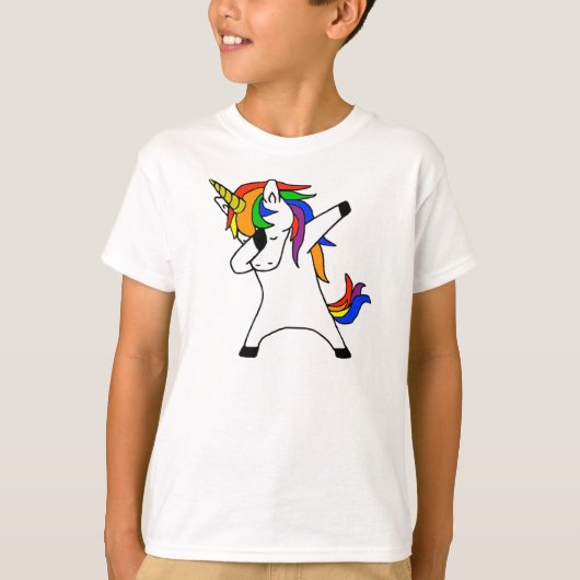 Schattigee Rainbow Dabbing Unicorn T-shirt (Voorkant)