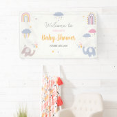 Schattigee Rainbow Elephants Baby shower Sign Bann Spandoek (Insitu)