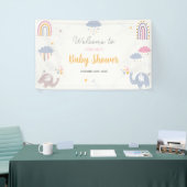 Schattigee Rainbow Elephants Baby shower Sign Bann Spandoek (Beurs)