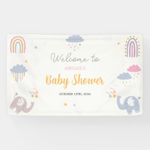 Schattigee Rainbow Elephants Baby shower Sign Bann Spandoek