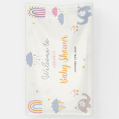 Schattigee Rainbow Elephants Baby shower Sign Bann Spandoek (Verticaal)