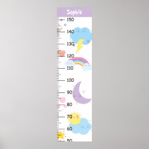 Schattigee Rainbow en Cloud Growth Chart Poster