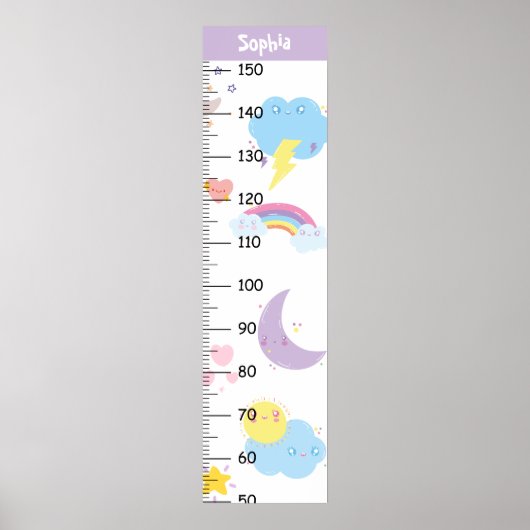 Schattigee Rainbow en Cloud Growth Chart Poster (Voorkant)