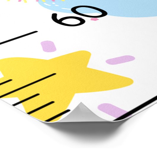 Schattigee Rainbow en Cloud Growth Chart Poster (Hoek)