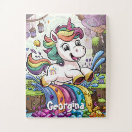 Schattigee Rainbow Gepersonaliseerde Eenhoorn Kind Legpuzzel
