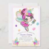 Schattigee Rainbow Glitter Pixie Fairy Kaart (Voorkant)