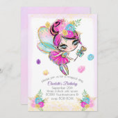 Schattigee Rainbow Glitter Pixie Fairy Kaart (Voorkant / Achterkant)