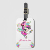 Schattigee Rainbow Glitter Pixie Fairy met aangepa Bagagelabel (Voorkant (verticaal))