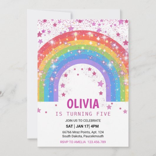 Schattigee Rainbow Glitter schittering sterren Par Kaart (Voorkant)