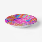 Schattigee Rainbow Gold Glitter 6e verjaardag Papieren Kommen (Gebogen)