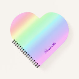 Schattigee Rainbow Gradient Heart Aangepaste naam Notitieboek