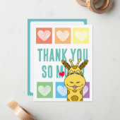 Schattigee Rainbow Heart Giraffe Dank u Notitiekaartje (Voorkant / Achterkant in situ)